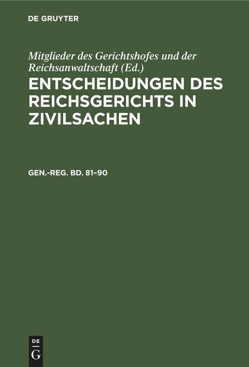 Produktbild: Generalregister zum Band 81-90