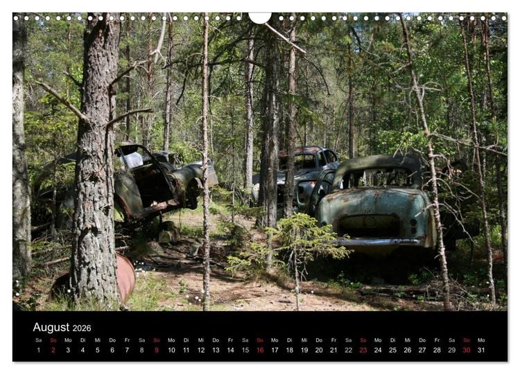 Produktbild: Schrottautos im Kyrk&ouml; Mosse (Wandkalender 2026 DIN A3 quer), CALVENDO Monatskalender