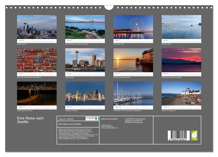 Produktbild: Eine Reise nach Seattle (Wandkalender 2026 DIN A3 quer), CALVENDO Monatskalender