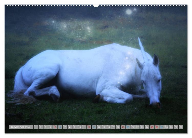 Produktbild: Fabeltier Einhorn (hochwertiger Premium Wandkalender 2026 DIN A2 quer), Kunstdruck in Hochglanz