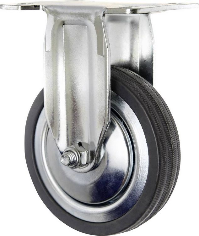 Produktbild: TOOLCRAFT TO-5137932 Bockrolle mit Anschraubplatte 100mm Gummi Tragf&auml;higkeit (max.): 80kg