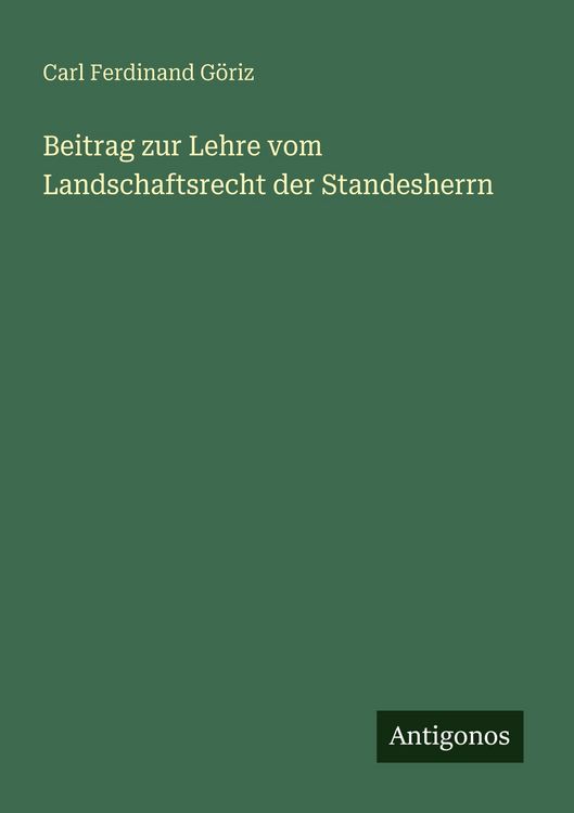 Produktbild: Beitrag zur Lehre vom Landschaftsrecht der Standesherrn