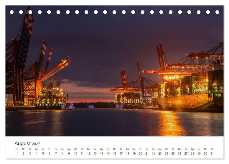 Produktbild: Hamburgs Hafenlichter (Tischkalender 2027 DIN A5 quer), CALVENDO Monatskalender