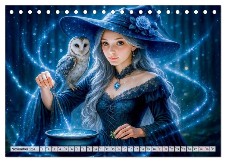Produktbild: Mystische Hexen - Magische Frauen und finstere N&auml;chte (Tischkalender 2026 DIN A5 quer), CALVENDO Monatskalender