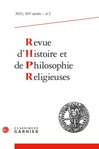 Produktbild: Revue D'Histoire et de Philosophie Religieuses N.2023/2 ; Varia