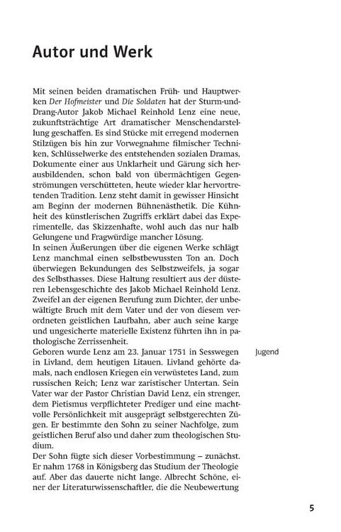 Produktbild: Klett Lekt&uuml;rehilfen J. M. R. Lenz, Der Hofmeister/Die Soldaten