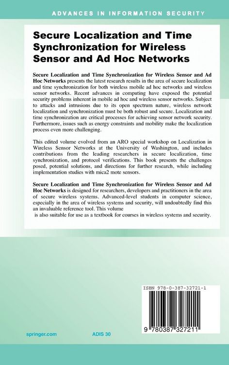 Produktbild: Secure Localization and Time Synchronization for Wireless Sensor and Ad Hoc Networks