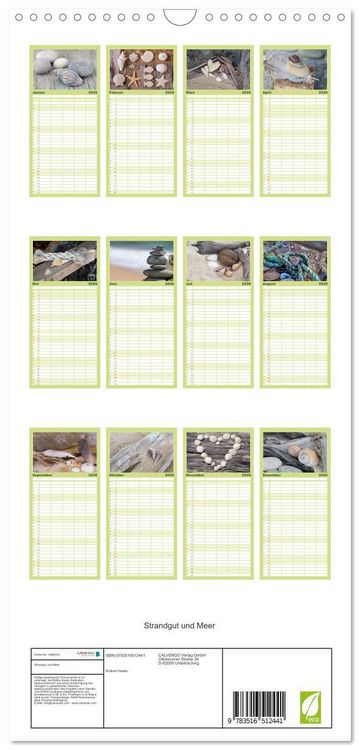 Produktbild: Familienplaner 2026 - Strandgut und Meer mit 5 Spalten (Wandkalender, 21 x 45 cm) CALVENDO