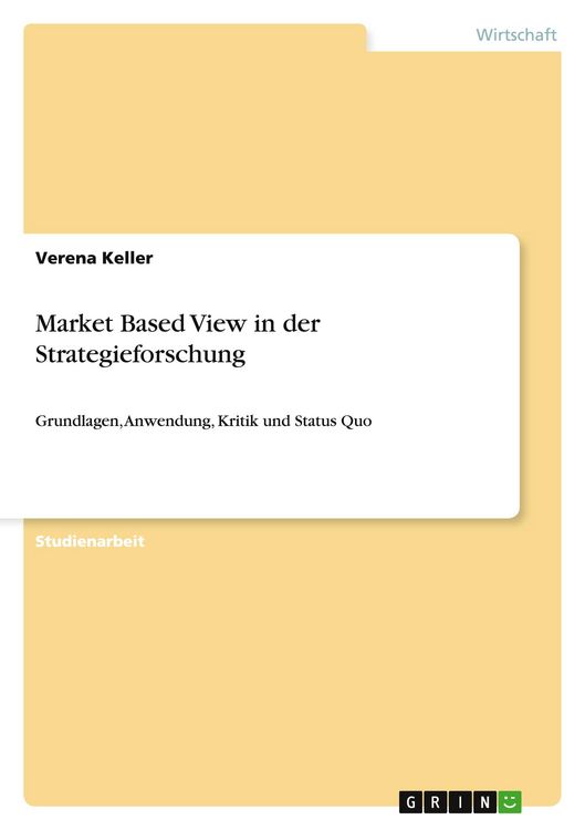 Produktbild: Market Based View in der Strategieforschung