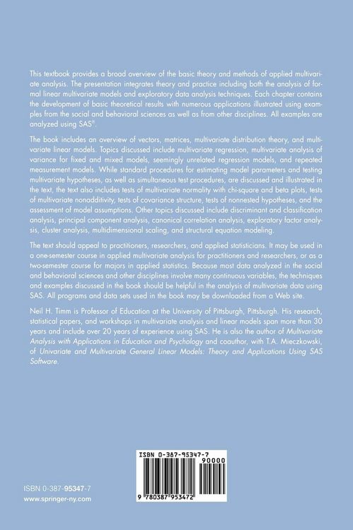 Produktbild: Applied Multivariate Analysis