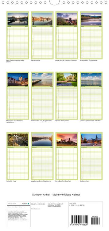 Produktbild: Familienplaner Sachsen-Anhalt - Meine vielf&auml;ltige Heimat (Wandkalender 2022 , 21 cm x 45 cm, hoch)