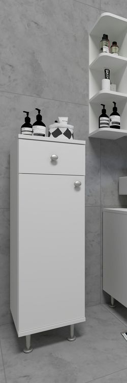 Produktbild: Badm&ouml;bel Midischrank Badschrank Schublade Nilosi