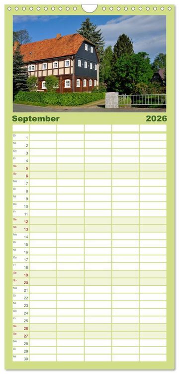 Produktbild: Familienplaner 2026 - Umgebindeh&auml;user in der Oberlausitz mit 5 Spalten (Wandkalender, 21 x 45 cm) CALVENDO