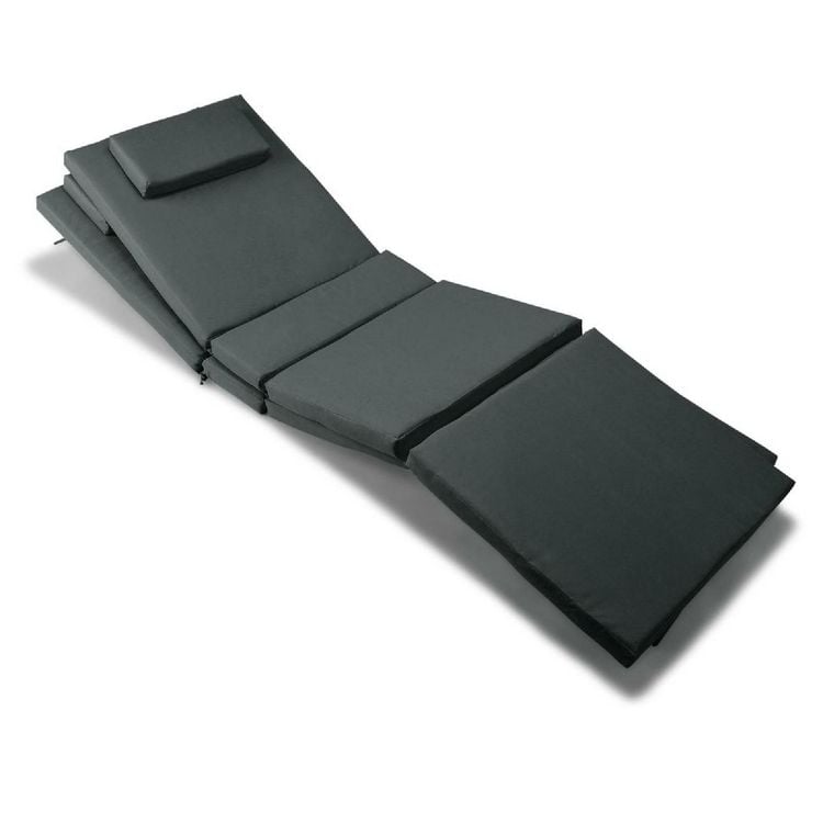 Produktbild: 2x Auflage Sonnenliege mit Kopfkissen anthrazit