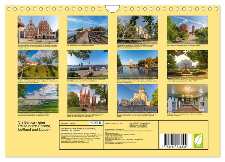 Produktbild: Via Baltica - eine Reise durch Estland, Lettland und Litauen (Wandkalender 2026 DIN A4 quer), CALVENDO Monatskalender