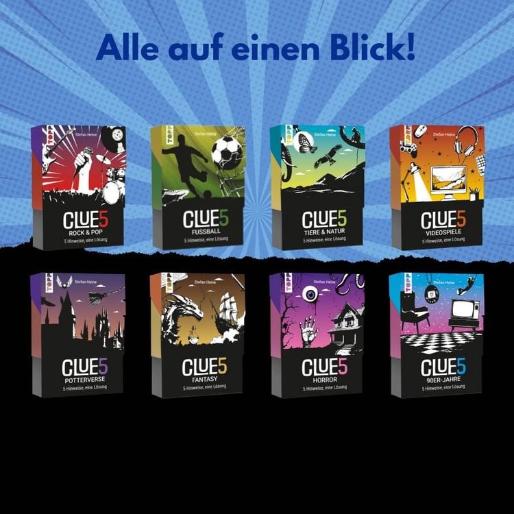 Produktbild: CLUE5 #90er-Jahre. 5 Hinweise, nur eine L&ouml;sung. Das Trend-Quiz f&uuml;r deine Tasche