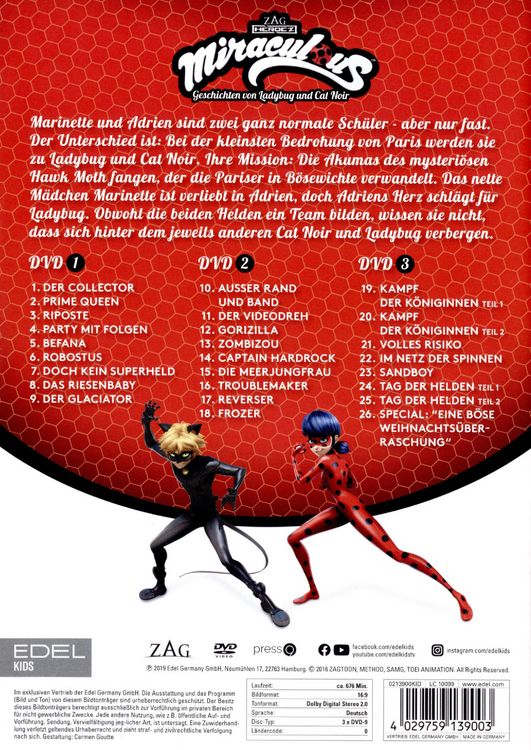 Produktbild: Miraculous - Geschichten von Ladybug und Cat Noir - Staffelbox 2 [3 DVDs]