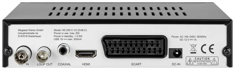 Produktbild: MegaSat HD 200 C V2 HD-Kabel-Receiver Front-USB Anzahl Tuner: 1
