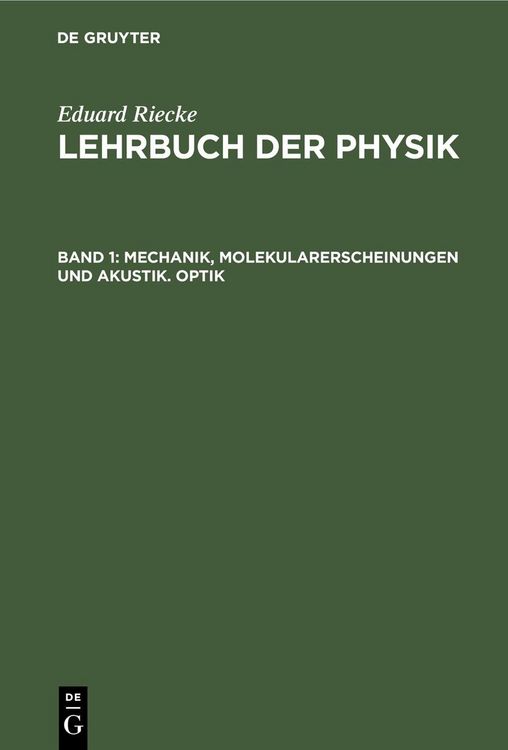 Produktbild: Mechanik, Molekularerscheinungen und Akustik. Optik