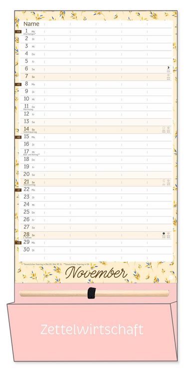 Produktbild: Deko-Familienplaner mit Tasche Flower Time 2027