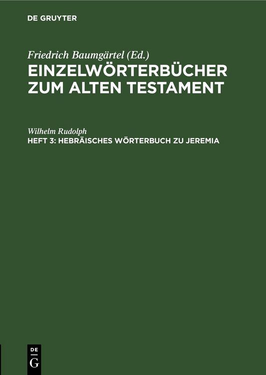 Produktbild: Hebr&auml;isches W&ouml;rterbuch zu Jeremia