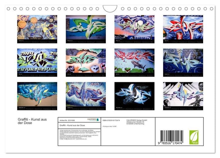 Produktbild: Graffiti - Kunst aus der Dose (Wandkalender 2026 DIN A4 quer), CALVENDO Monatskalender