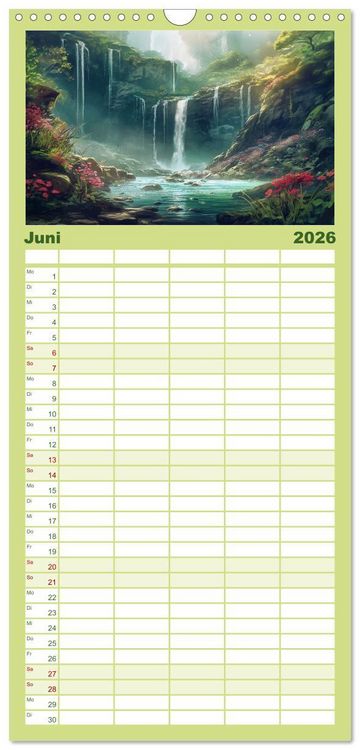 Produktbild: Familienplaner 2026 - Kaskaden - Die Poesie des Wassers mit 5 Spalten (Wandkalender, 21 x 45 cm) CALVENDO