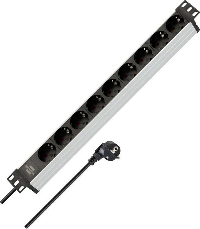 Produktbild: Brennenstuhl 1390007009 Steckdosenleiste 19 Zoll 9fach Silber, Schwarz Schutzkontakt 1 St.