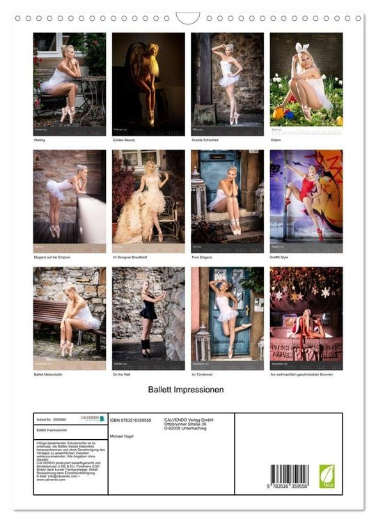 Produktbild: Ballett Impressionen (Wandkalender 2026 DIN A3 hoch), CALVENDO Monatskalender