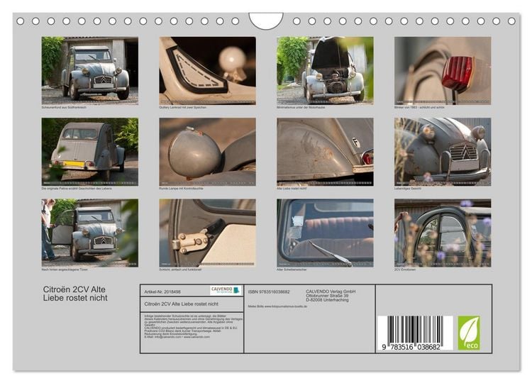 Produktbild: Citro&euml;n 2CV Alte Liebe rostet nicht (Wandkalender 2026 DIN A4 quer), CALVENDO Monatskalender