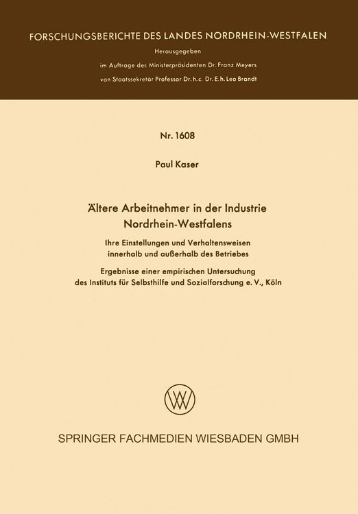 Produktbild: &Auml;ltere Arbeitnehmer in der Industrie Nordrhein-Westfalens