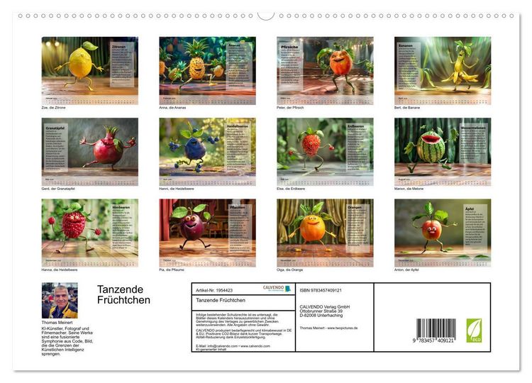 Produktbild: Tanzende Fr&uuml;chtchen (hochwertiger Premium Wandkalender 2026 DIN A2 quer), Kunstdruck in Hochglanz