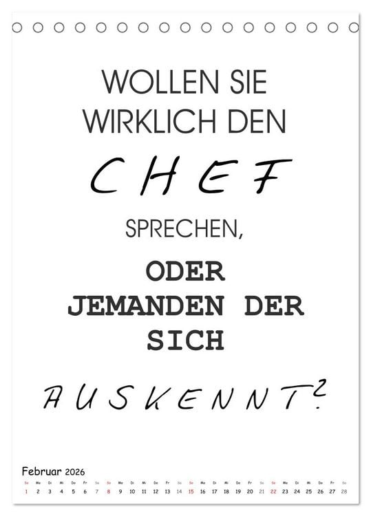 Produktbild: Typo-Kalender f&uuml;r das B&uuml;ro. Gemeine und lustige Spr&uuml;che (Tischkalender 2026 DIN A5 hoch), CALVENDO Monatskalender