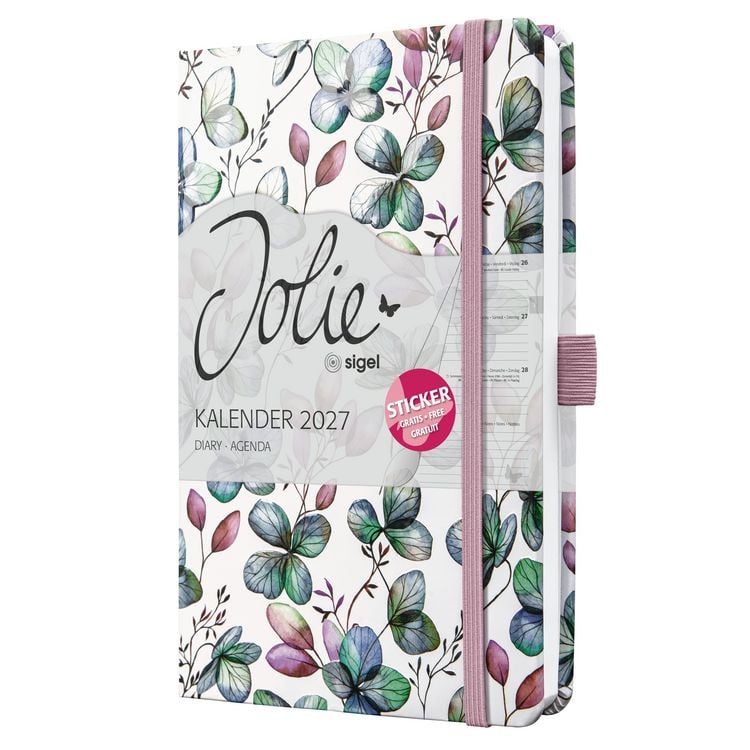 Produktbild: SIGEL 7J363 Wochenkalender Jolie 2027, ca. A5, Clover Romance, Hardcover