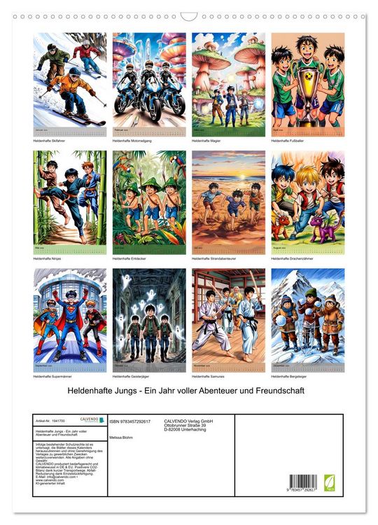 Produktbild: Heldenhafte Jungs - Ein Jahr voller Abenteuer und Freundschaft (Wandkalender 2026 DIN A2 hoch), CALVENDO Monatskalender