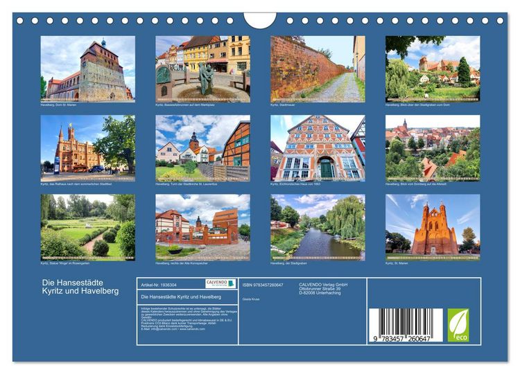 Produktbild: Die Hansest&auml;dte Kyritz und Havelberg (Wandkalender 2026 DIN A4 quer), CALVENDO Monatskalender