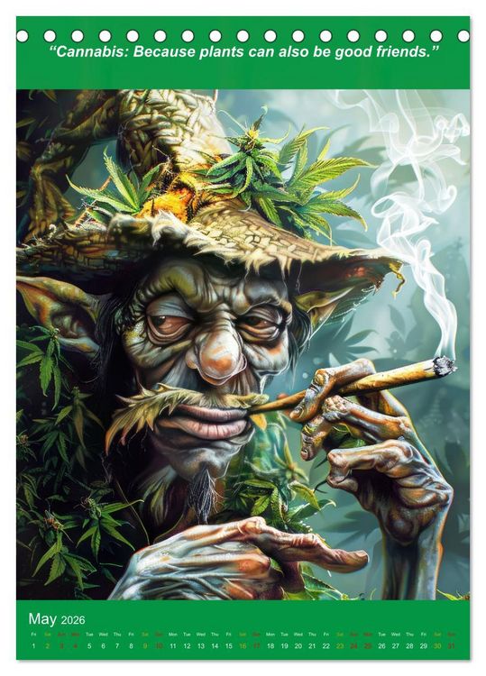 Produktbild: The funniest cannabis pictures and slogans (Desk Calendar 2026 DIN A5 portrait), CALVENDO 12 Month DeskCalendar