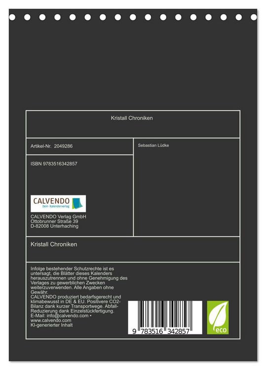 Produktbild: Kristall Chroniken (Tischkalender 2026 DIN A5 hoch), CALVENDO Monatskalender