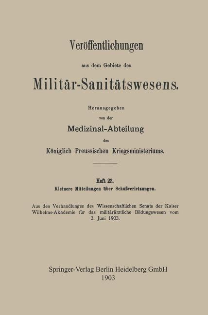 Produktbild: Kleinere Mitteilungen &uuml;ber Schussverletzungen