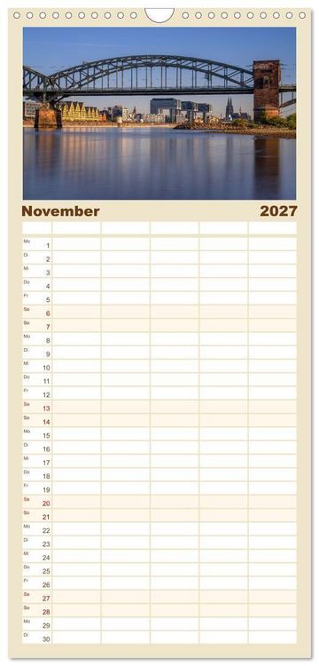 Produktbild: Familienplaner 2027 - Urbane Impressionen: Domstadt K&ouml;ln - Lebensgef&uuml;hl am Rhein mit 5 Spalten (Wandkalender, 21 x 45 cm) CALVENDO