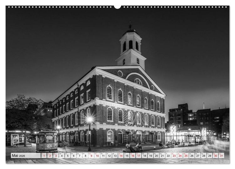 Produktbild: BOSTON Monochrome Stadtansichten (hochwertiger Premium Wandkalender 2026 DIN A2 quer), Kunstdruck in Hochglanz