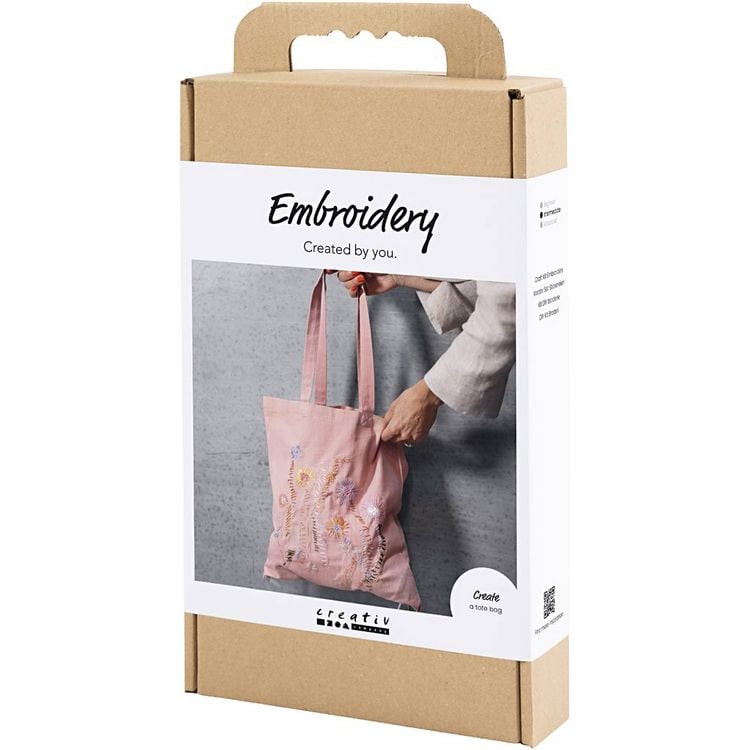 Produktbild: Creativ Company Kreativ Set Stickereien, Einkaufstasche, Rosa mattiert