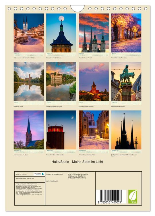 Produktbild: Halle/Saale - Meine Stadt im Licht (Wandkalender 2026 DIN A4 hoch), CALVENDO Monatskalender