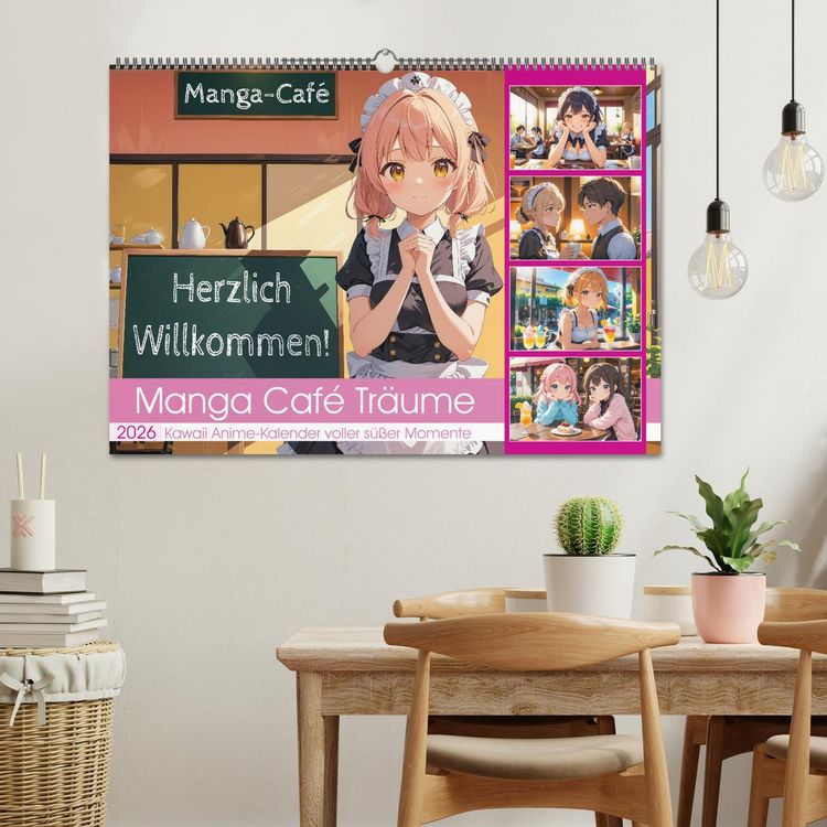 Produktbild: Manga Caf&eacute; Tr&auml;ume - Kawaii Anime-Kalender voller s&uuml;&szlig;er Momente (Wandkalender 2026 DIN A2 quer), CALVENDO Monatskalender