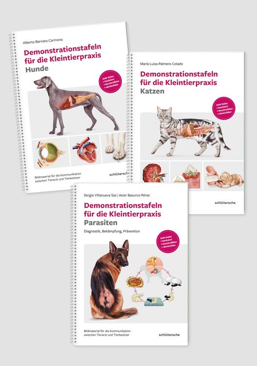 Produktbild: Demonstrationstafeln f&uuml;r die Kleintierpraxis Hund, Katze und Parasiten 3 Bde. im SET