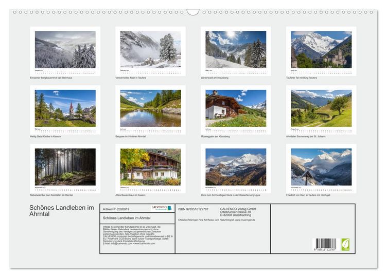 Produktbild: Sch&ouml;nes Landleben im Ahrntal (Wandkalender 2026 DIN A2 quer), CALVENDO Monatskalender