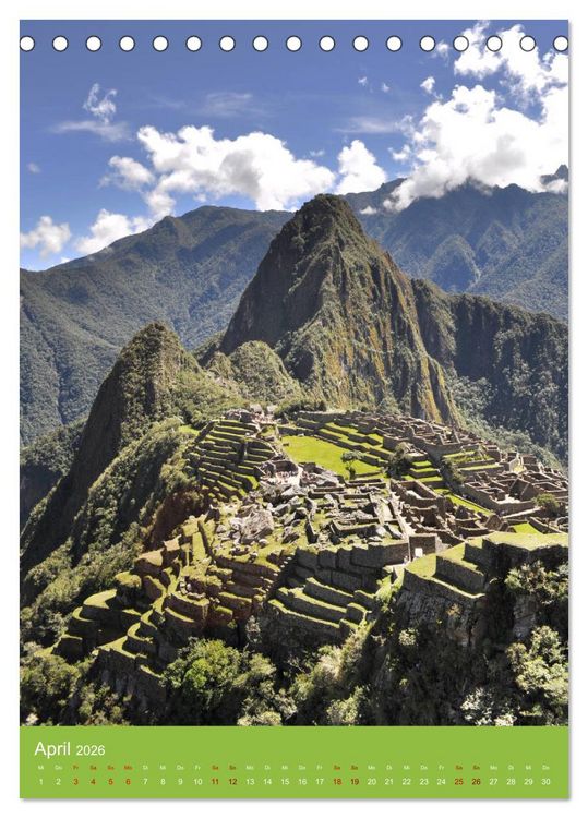 Produktbild: Erlebe mit mir Machu Picchu (Tischkalender 2026 DIN A5 hoch), CALVENDO Monatskalender