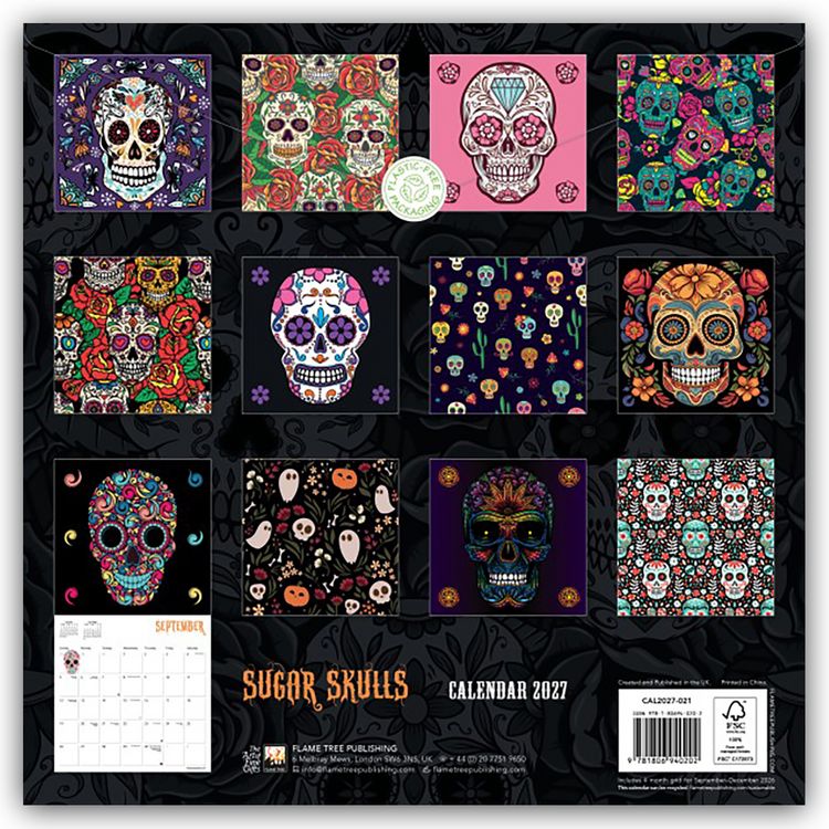 Produktbild: Sugar Skulls &ndash; Totenk&ouml;pfe aus Zucker 2027 &ndash; Original Flame Tree Publishing-Kalender [Kalender]
