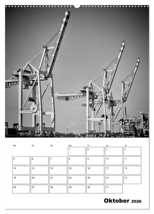 Produktbild: HAMBURG Monochrome Ansichten (Wandkalender 2026 DIN A2 hoch), CALVENDO Monatskalender