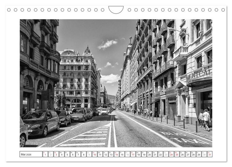 Produktbild: Barcelona Photografien in Schwarz / Wei&szlig; (Wandkalender 2026 DIN A4 quer), CALVENDO Monatskalender